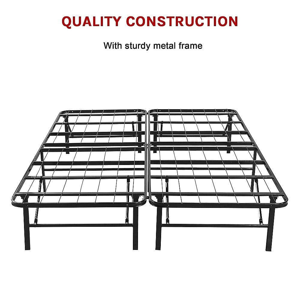 Queen Folding Metal Bed Frame Storage Platform Mattress Base