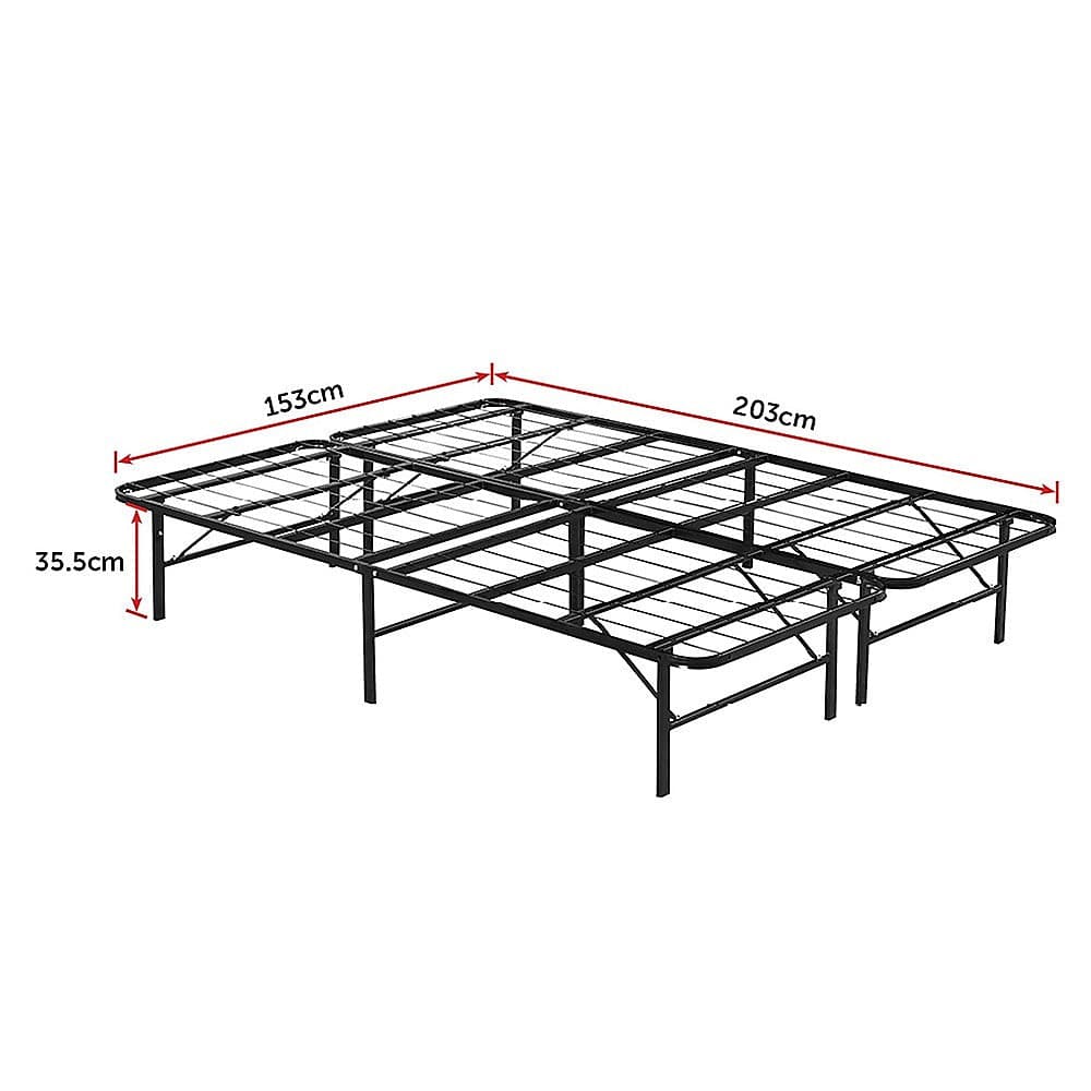 Queen Folding Metal Bed Frame Storage Platform Mattress Base