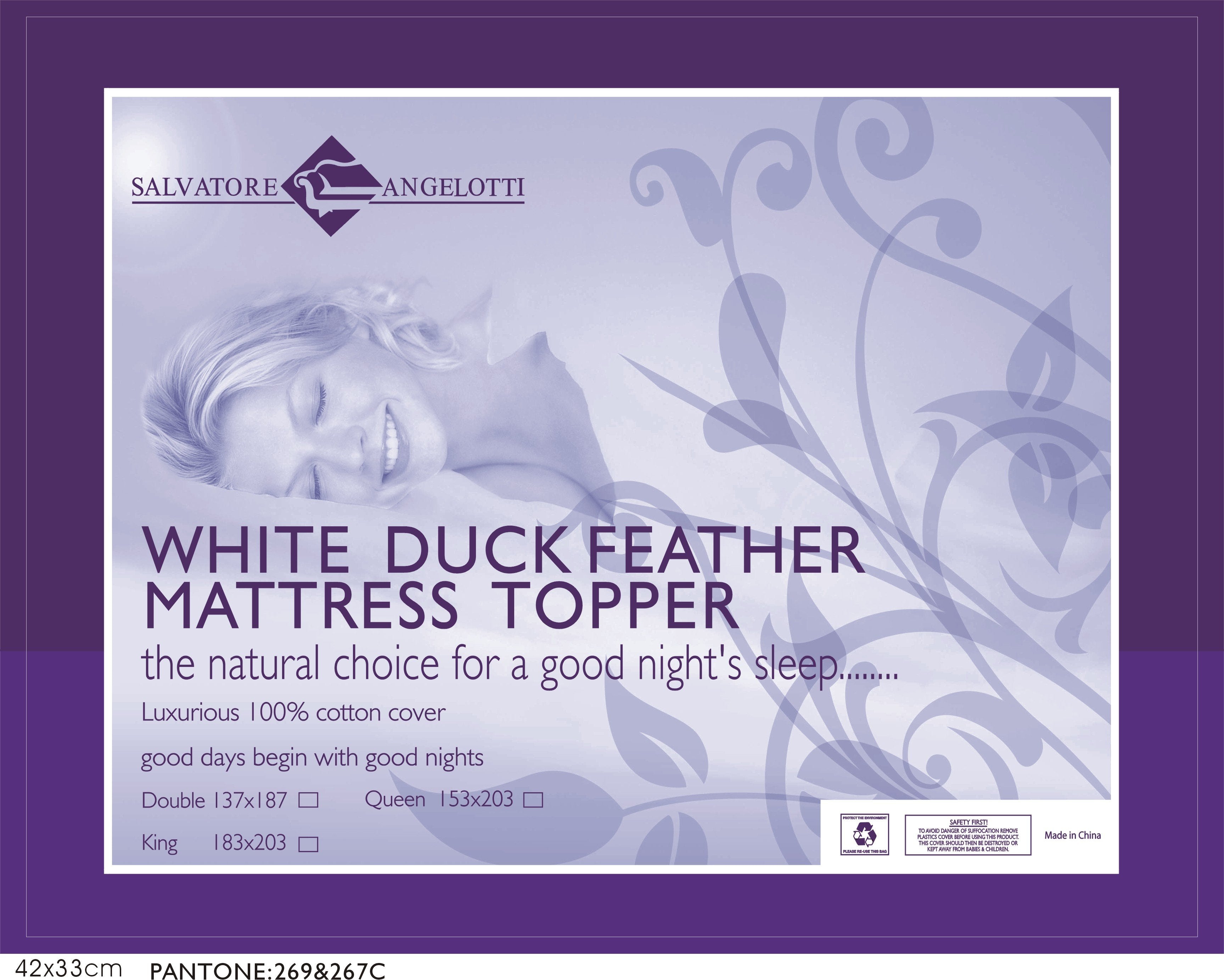 Bedding Queen Mattress Topper - 100% Duck Feather