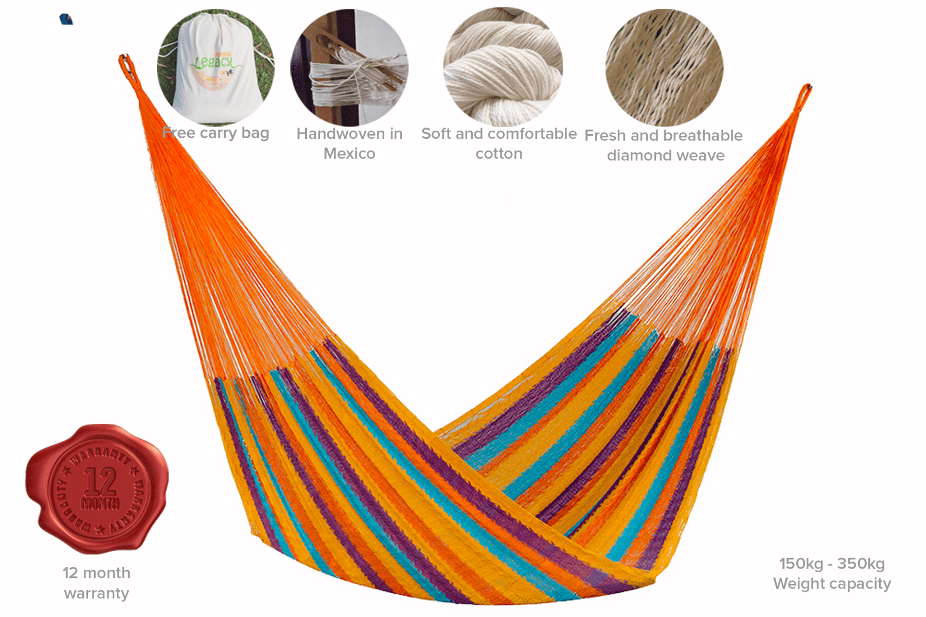 Queen Size Cotton Hammock In Alegra