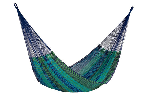 Queen Size Outdoor Cotton Mexican Hammock in Caribe Colour