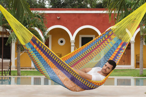 Hammock Queen Size Outoor Cotton Mayan Legacy Mexican Hammock in Confeti