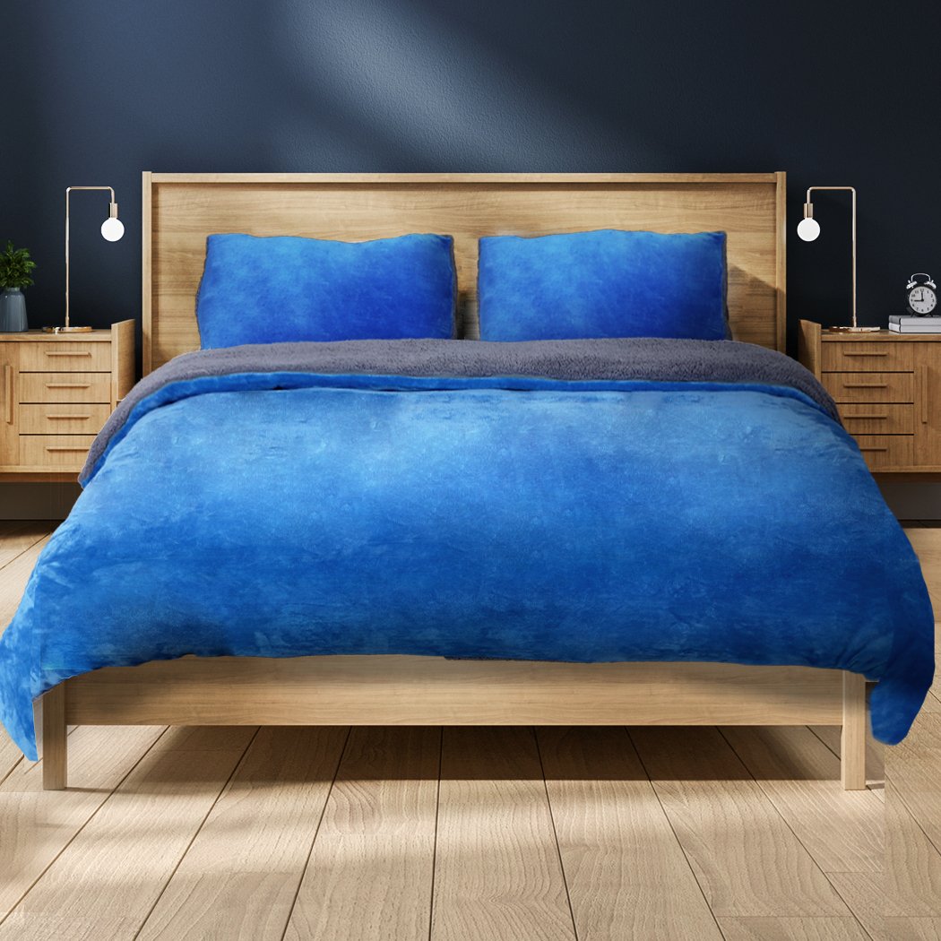 Bedding Set Quilt Cover with Pillowcase Queen Size Navy Blue
