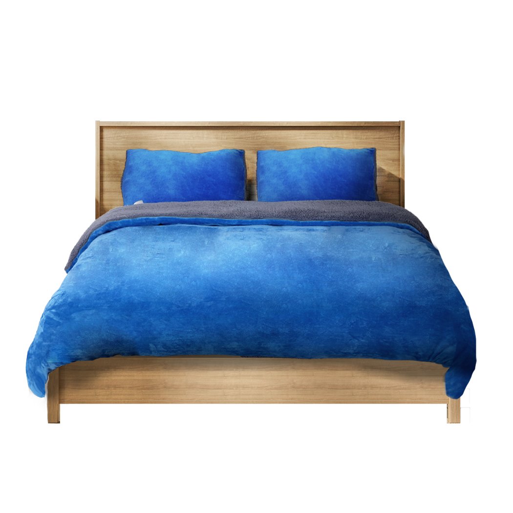 Bedding Set Quilt Cover with Pillowcase Queen Size Navy Blue