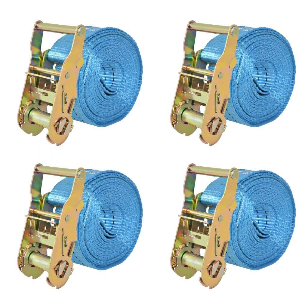 vidaxl20- Ratchet Tie Down Straps 4 pcs 2 Tonnes 6mx38mm Blue