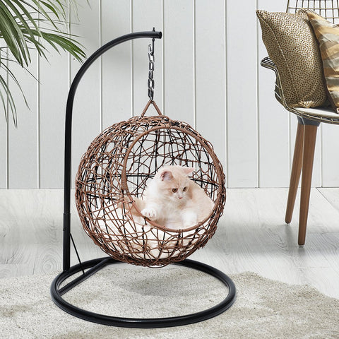 Pet Products Rattan Cat Beds Elevated Puppy Wicker Hanging Basket Swinging Egg Chair