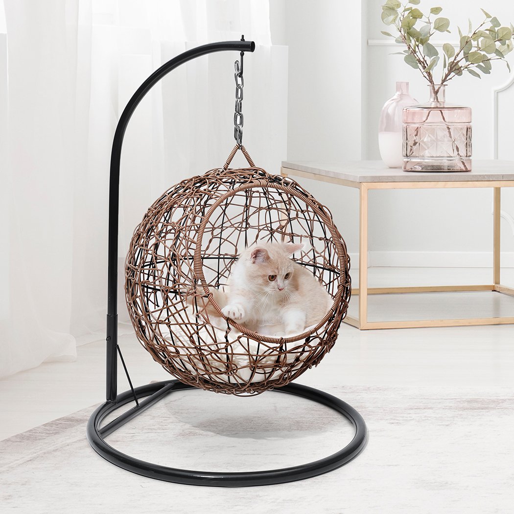 Pet Products Rattan Cat Beds Elevated Puppy Wicker Hanging Basket Swinging Egg Chair