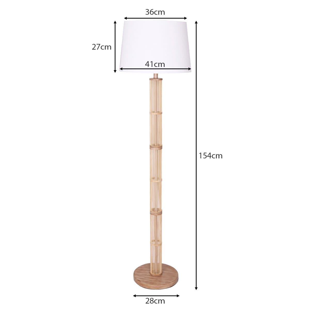 Rattan Floor Lamp With Off-White Linen Shade by Sarantino