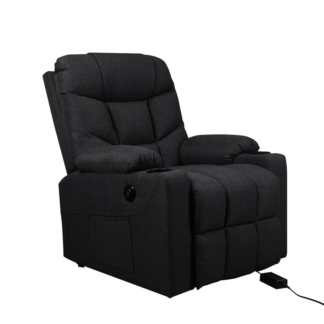 Electric Massage Chair Recliner Chair Lounge Fabric Sofa USB Charge