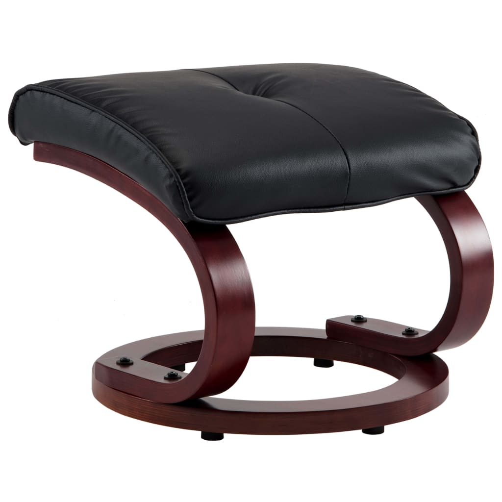 Reclining Chair with Footstool Black Leather