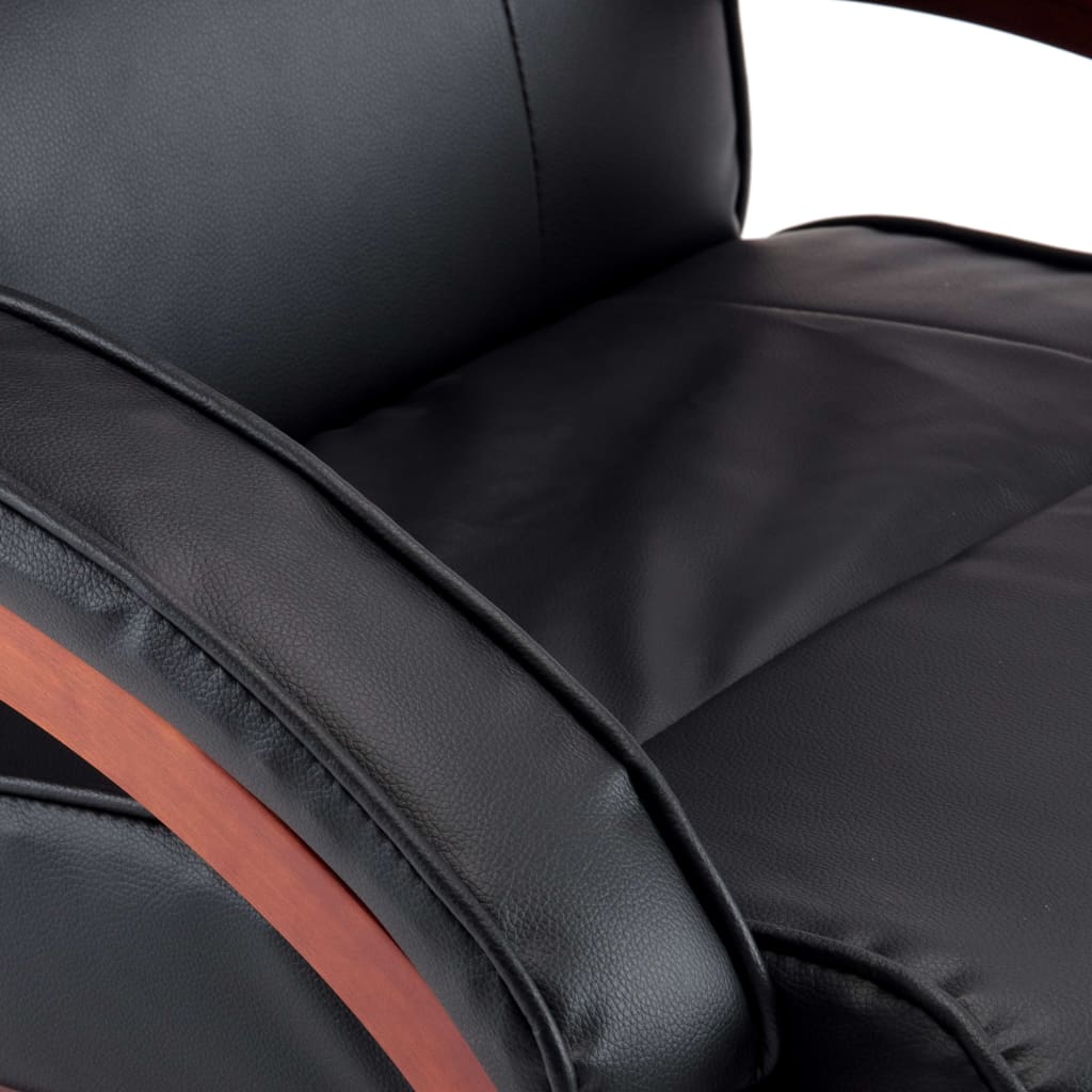 Reclining Chair with Footstool Black Leather