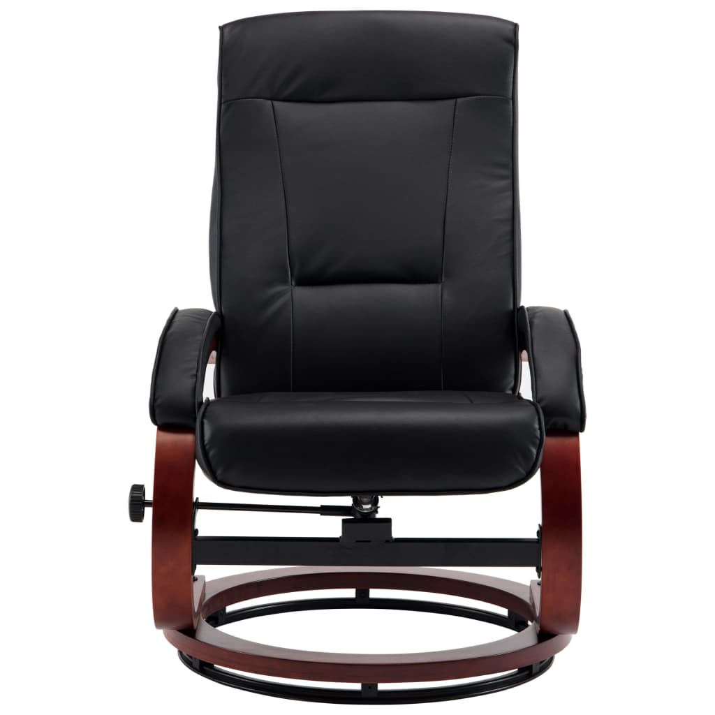 Reclining Chair with Footstool Black Leather