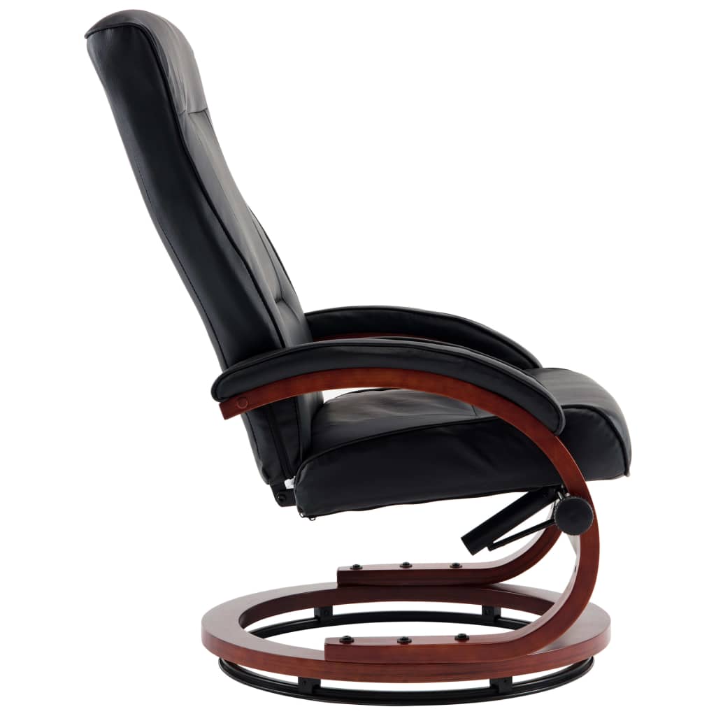 Reclining Chair with Footstool Black Leather