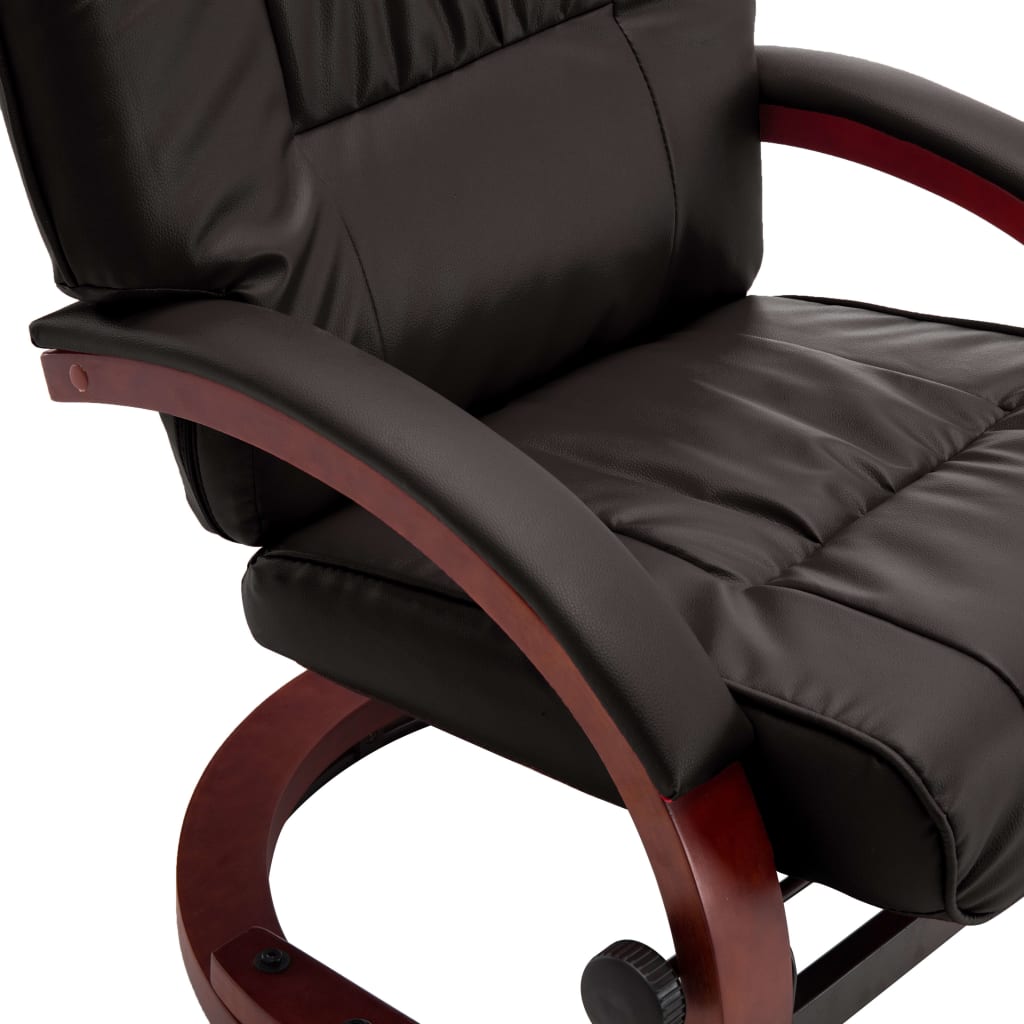 Reclining Chair with Footstool Brown Leather