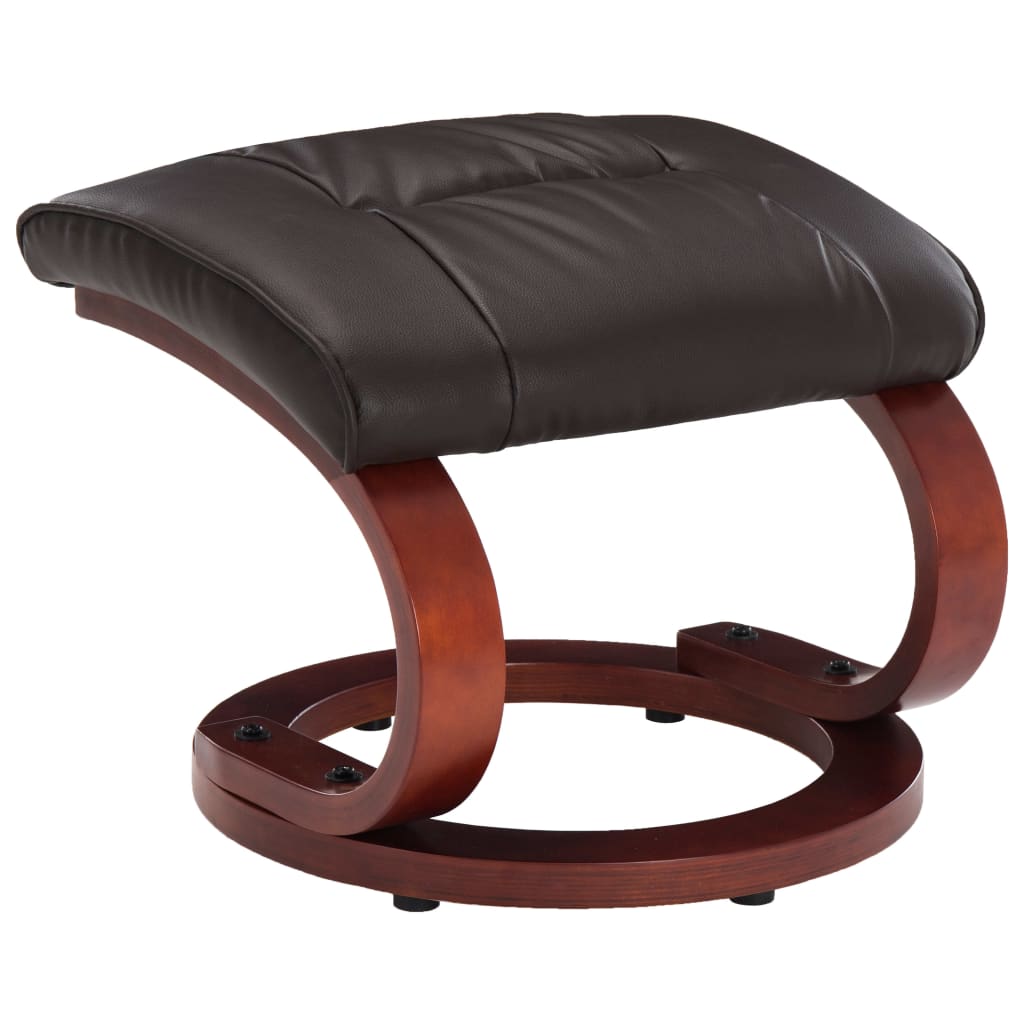 Reclining Chair with Footstool Brown Leather