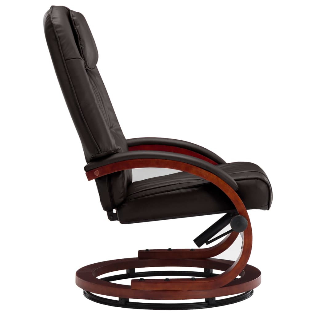 Reclining Chair with Footstool Brown Leather