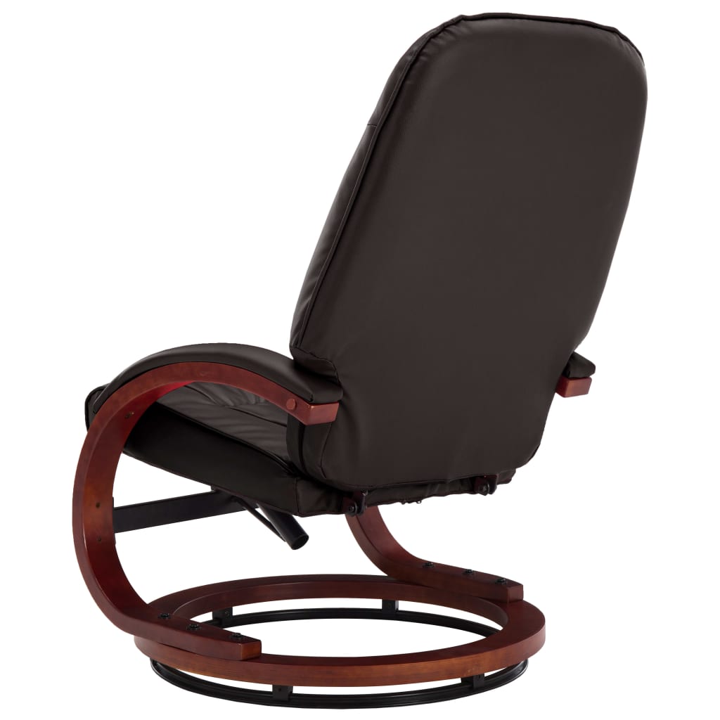 Reclining Chair with Footstool Brown Leather