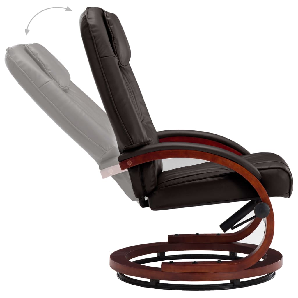 Reclining Chair with Footstool Brown Leather