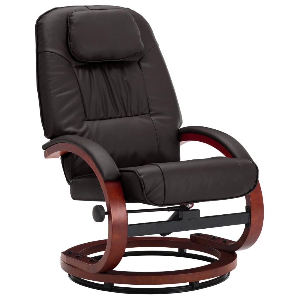 Reclining Chair with Footstool Brown Leather