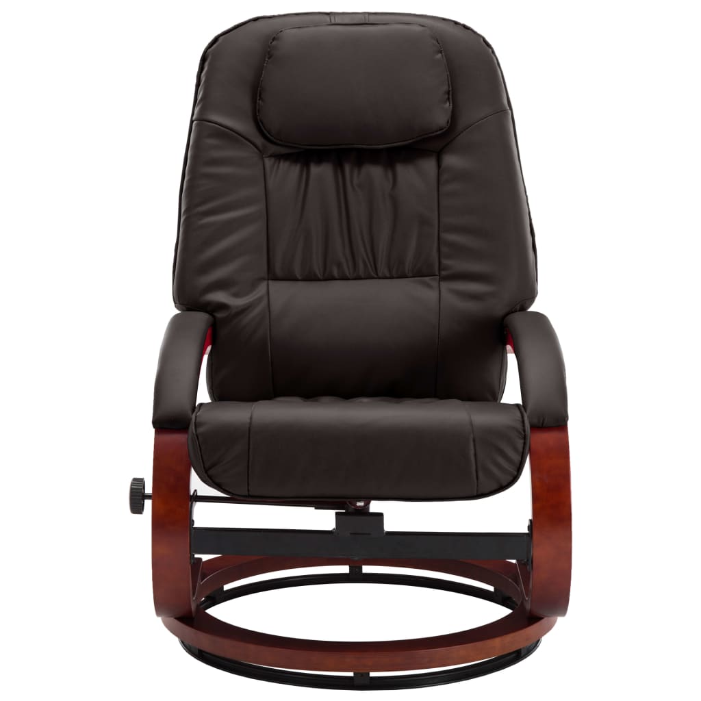 Reclining Chair with Footstool Brown Leather