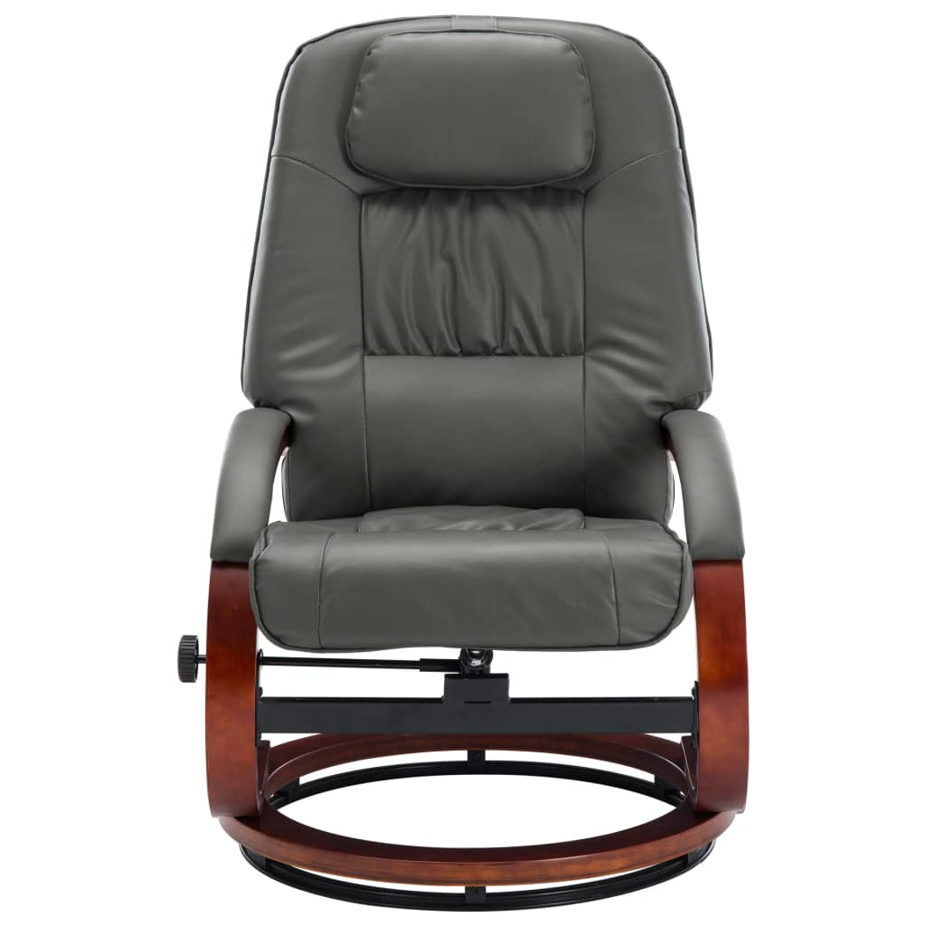 Reclining Chair with Footstool Grey Leather
