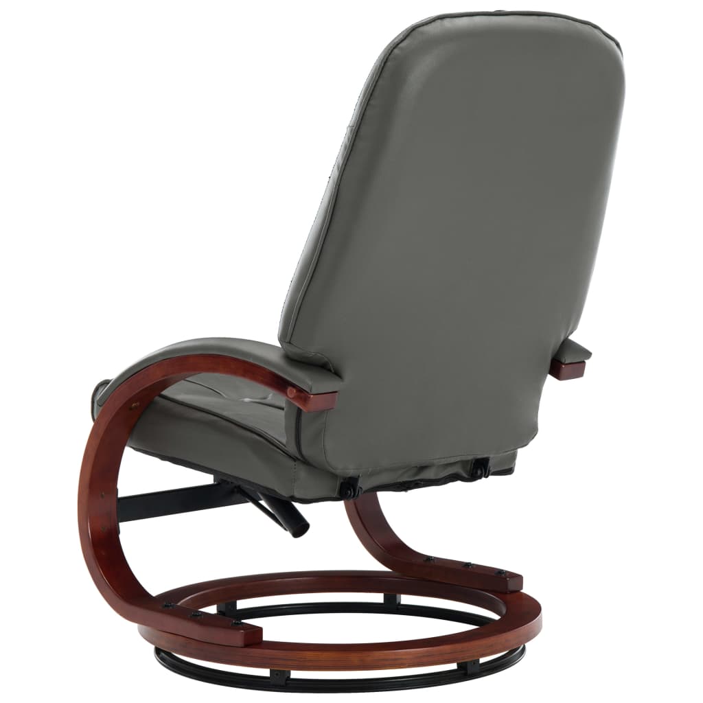 Reclining Chair with Footstool Grey Leather