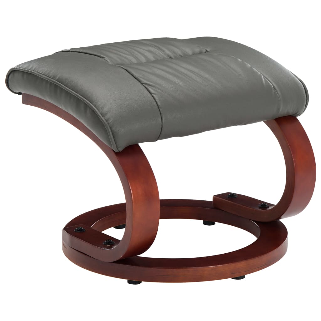 Reclining Chair with Footstool Grey Leather
