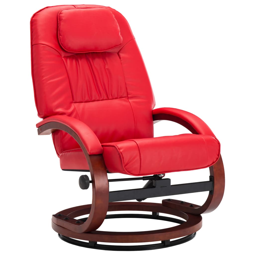 Reclining Chair with Footstool Red Leather