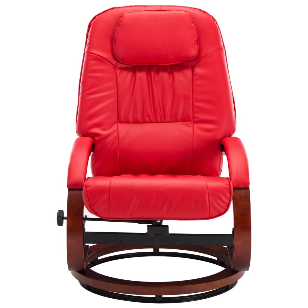 Reclining Chair with Footstool Red Leather