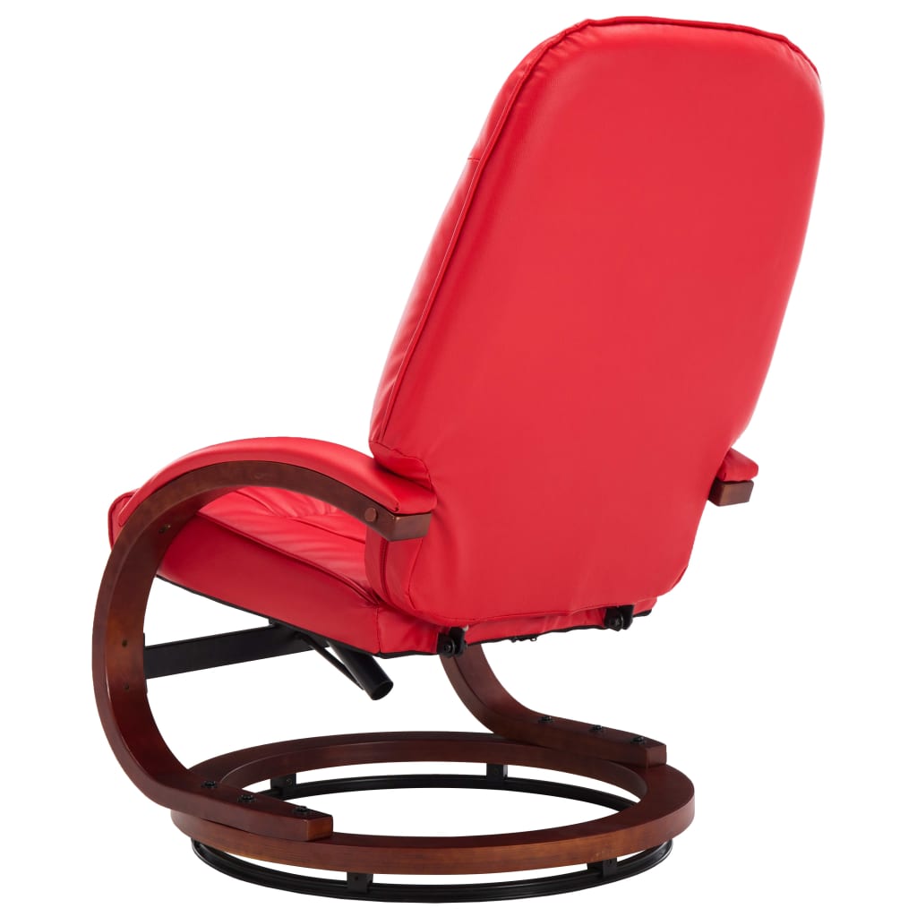 Reclining Chair with Footstool Red Leather