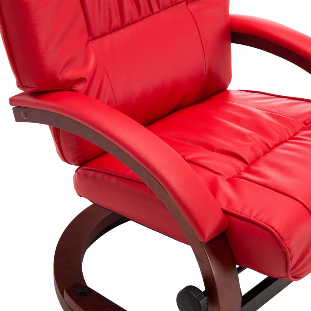 Reclining Chair with Footstool Red Leather