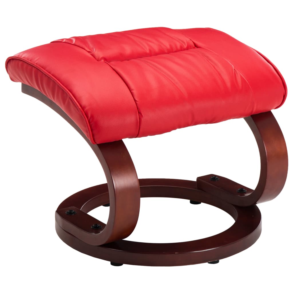 Reclining Chair with Footstool Red Leather