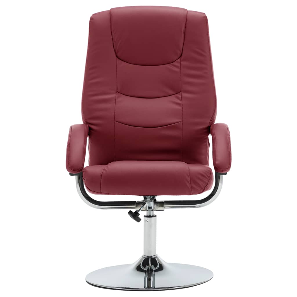 Reclining Chair with Footstool Wine Red Faux Leather