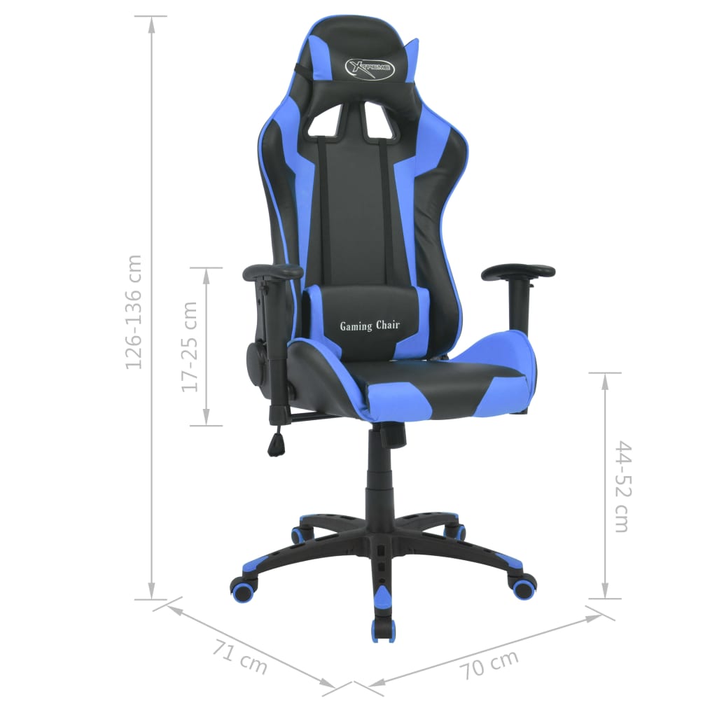 Reclining Office Racing Chair Artificial Leather Blue