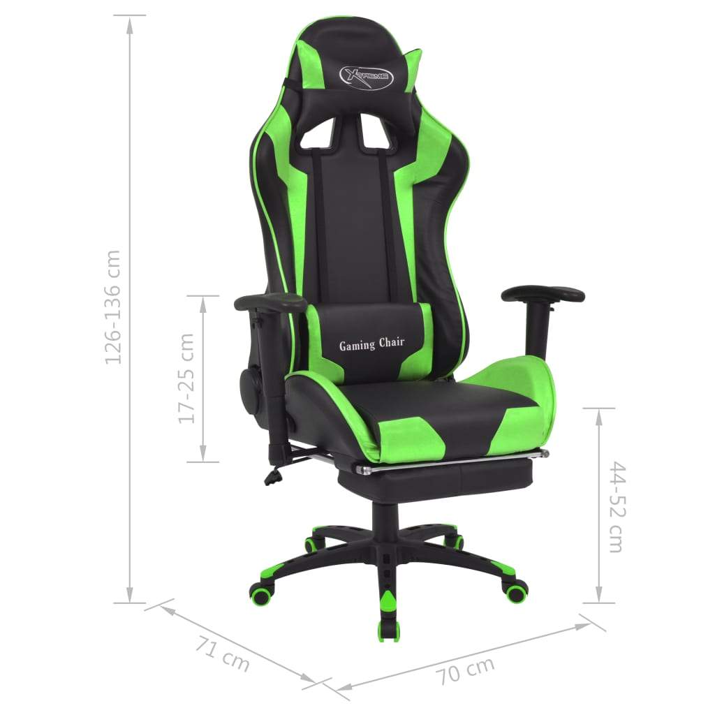 vidaxl45- Reclining Office Racing Chair with Footrest Green