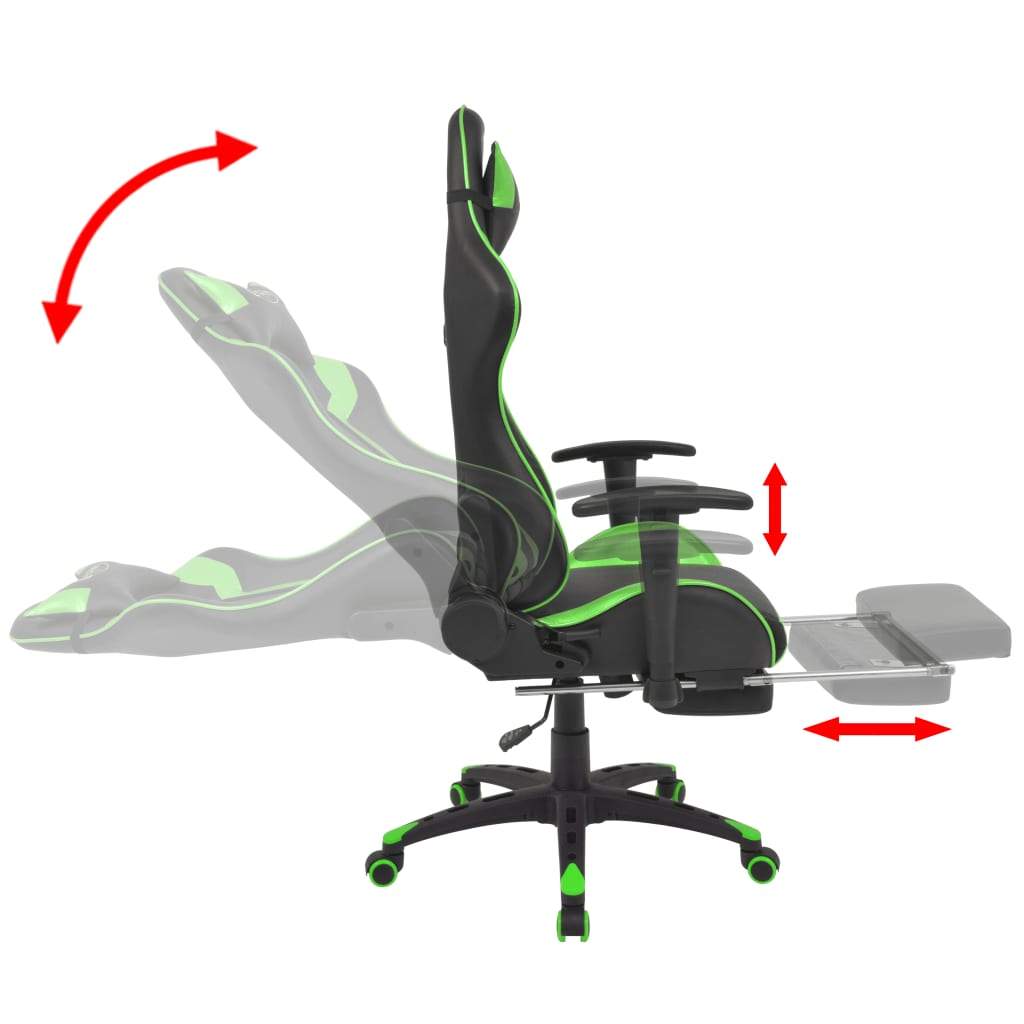 vidaxl45- Reclining Office Racing Chair with Footrest Green