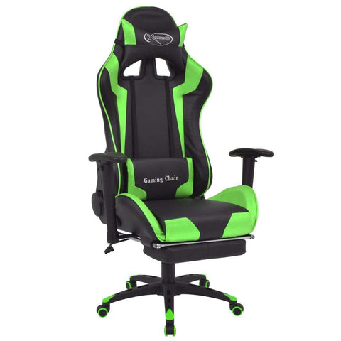 vidaxl45- Reclining Office Racing Chair with Footrest Green