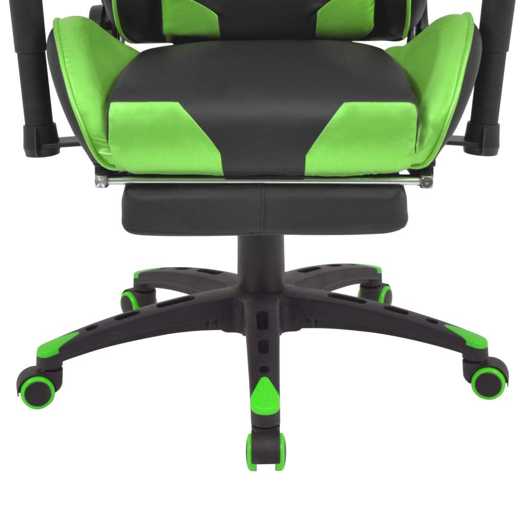 vidaxl45- Reclining Office Racing Chair with Footrest Green