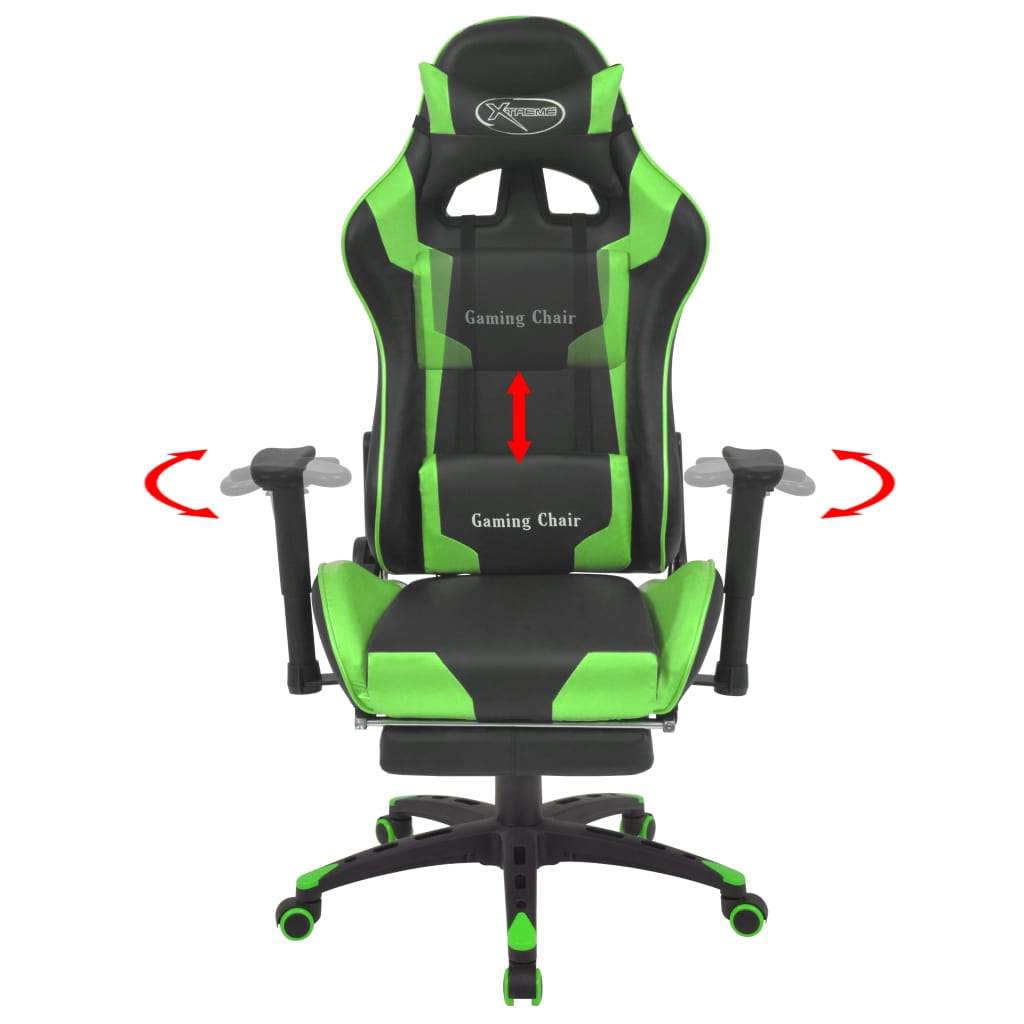 vidaxl45- Reclining Office Racing Chair with Footrest Green