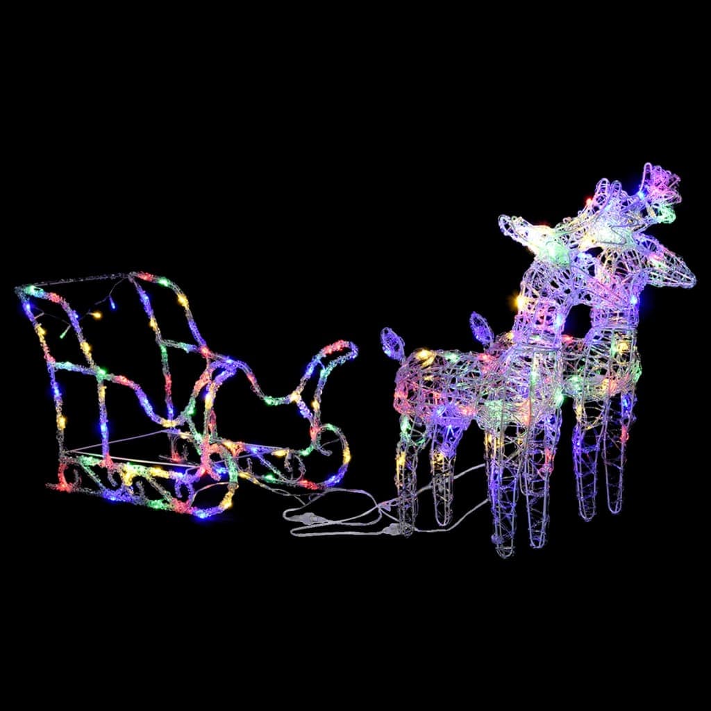 Reindeers & Sleigh Christmas Decoration 240 LEDs Acrylic