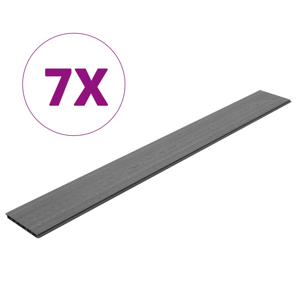 Replacement Fence Boards WPC 7 pcs 170 cm Grey