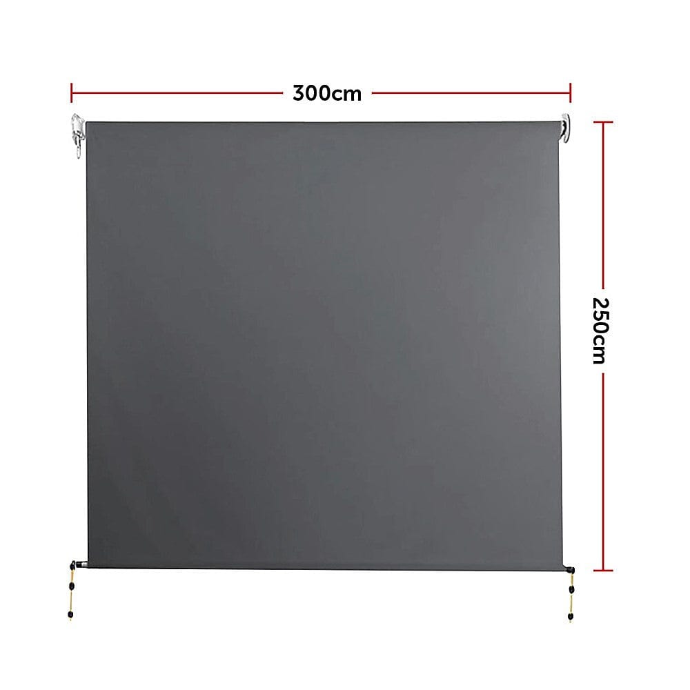 Retractable Straight Drop Roll Down Awning Garden Patio Screen 3.0X2.5M