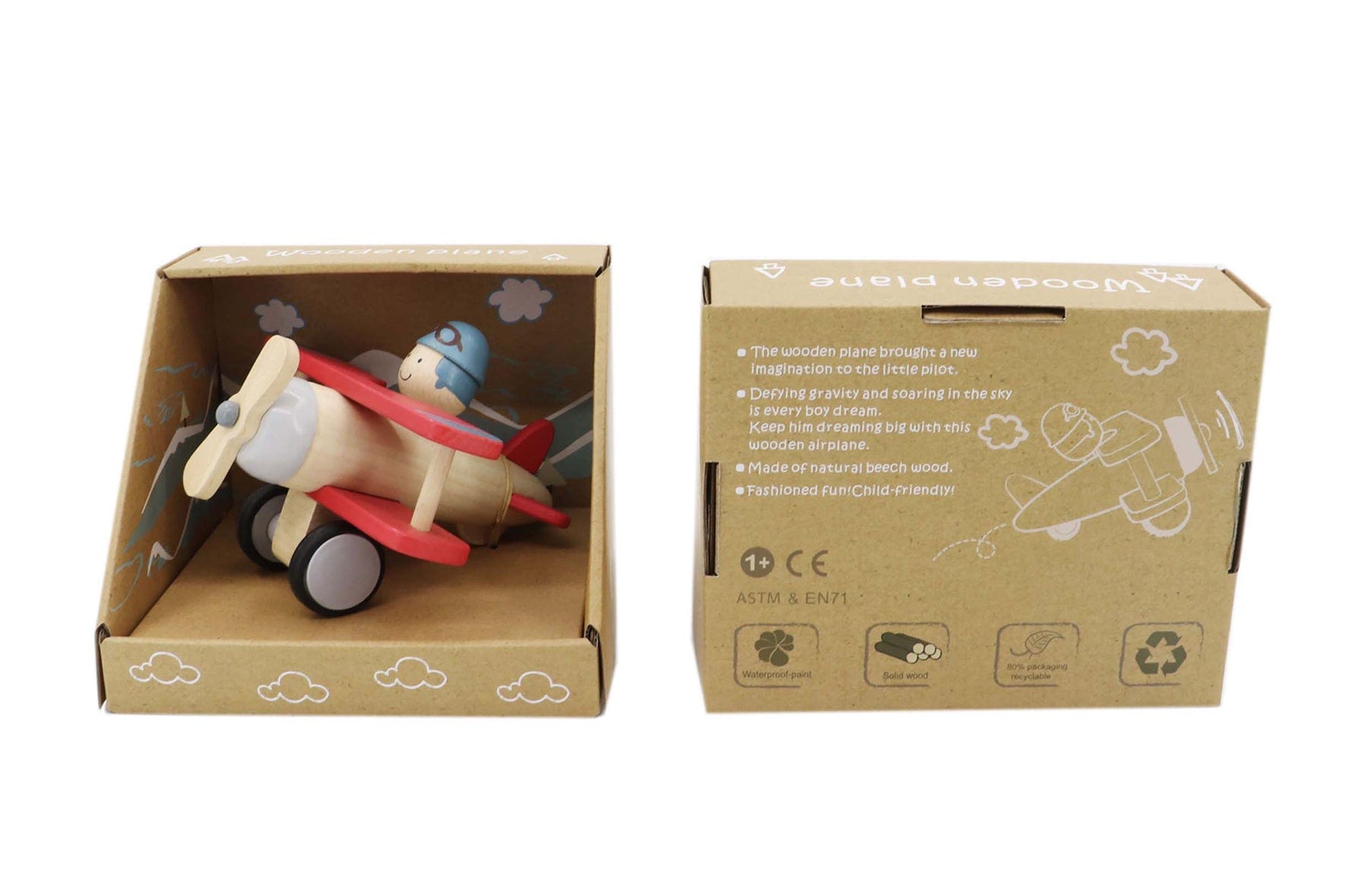 Retro Lge Biplane Red