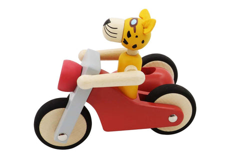 Retro Lge Motor Tricycle With Cute Leopard Driver Red