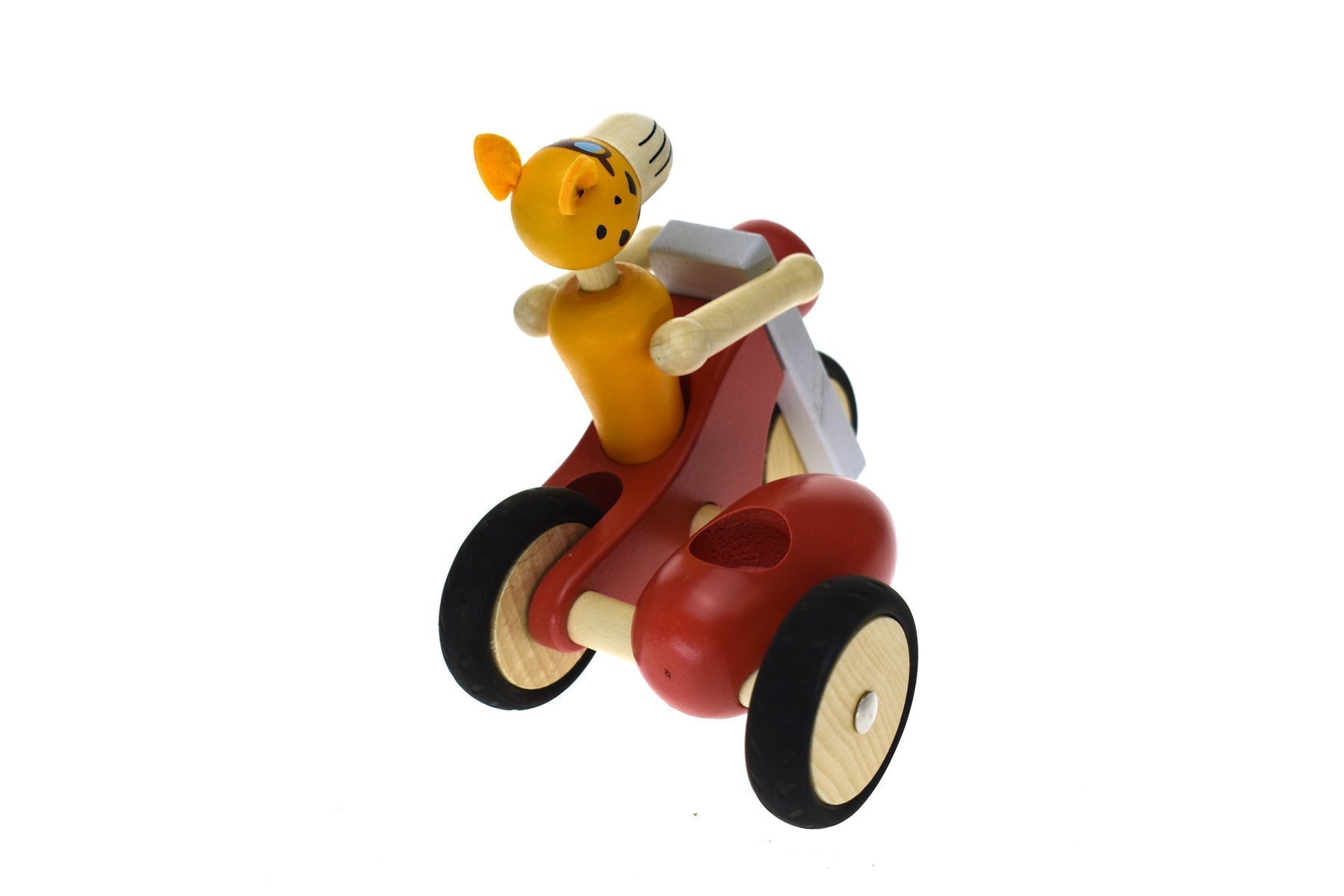 Retro Lge Motor Tricycle With Cute Leopard Driver Red