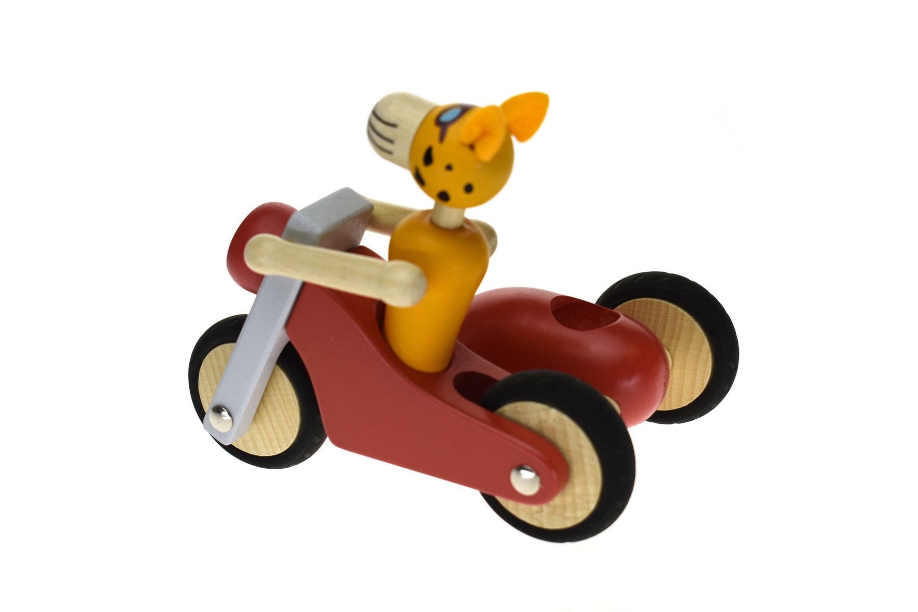 Retro Lge Motor Tricycle With Cute Leopard Driver Red