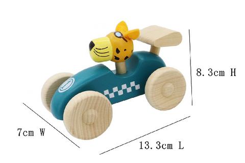 Retro Md Racing Car With Cute Leopard Driver Green