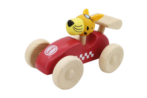 Retro Md Racing Car With Cute Leopard Driver Red