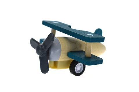 Retro Pull Back Biplane Green