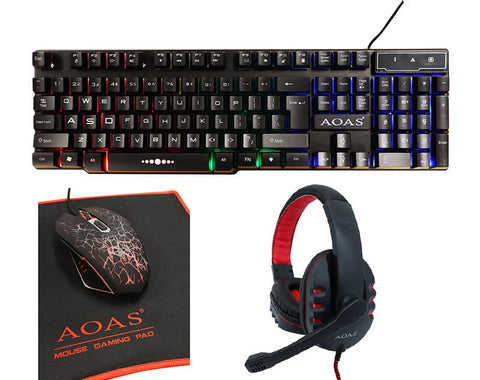 Rgb Four Piece Gaming Set Keyboard Mouse Pad Headphones S750